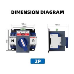 Comutator automat transfer SINOTIMER 125A 2P, ATS retea – generator, mod automat si manual